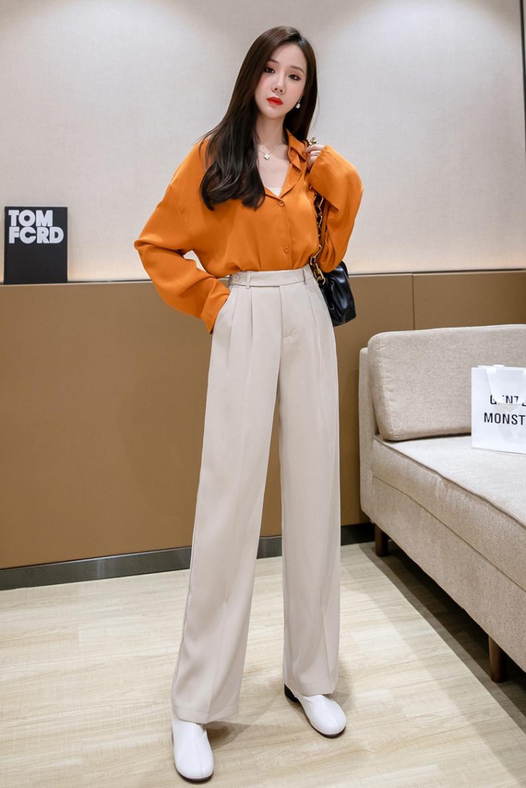 Slim high waist suit pants drape long pants for women