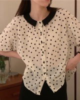 Polka dot Korean style mixed colors collar shirt