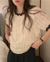 Short sleeve Korean style round neck jacquard shirt