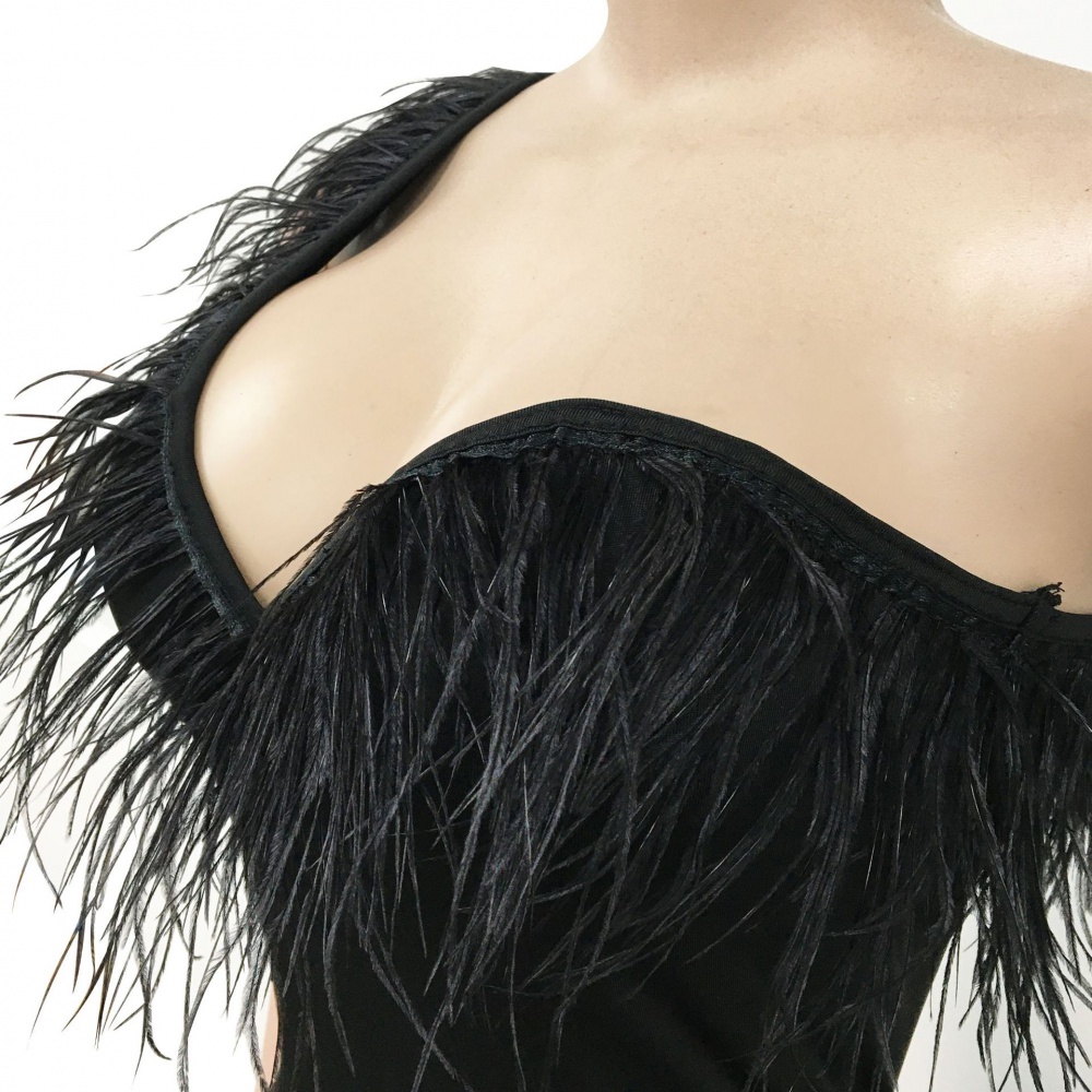 Irregular pure dress feather sleeveless T-back
