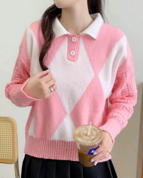 Quilted loose pullover sweater