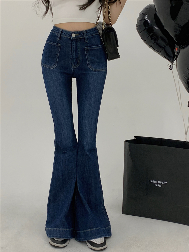 Slim fashion jeans double pocket Korean style long pants