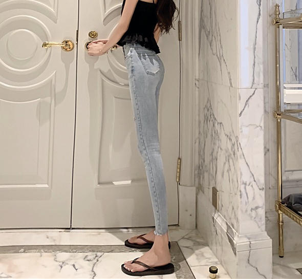Personality feet jeans slim nine pants for women