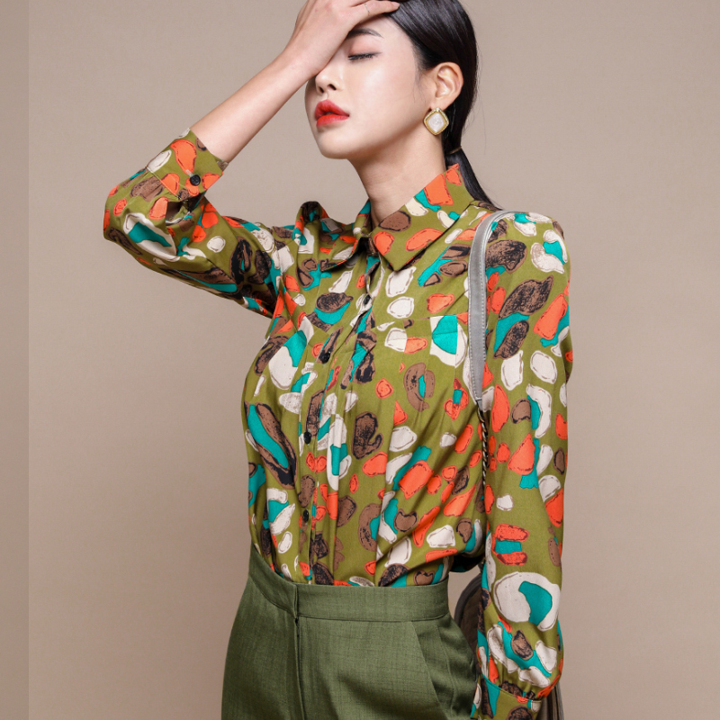 Autumn printing shirt profession tops for women