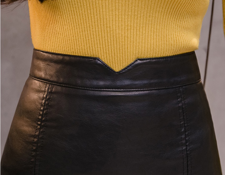High waist leather skirt splice skirt for women