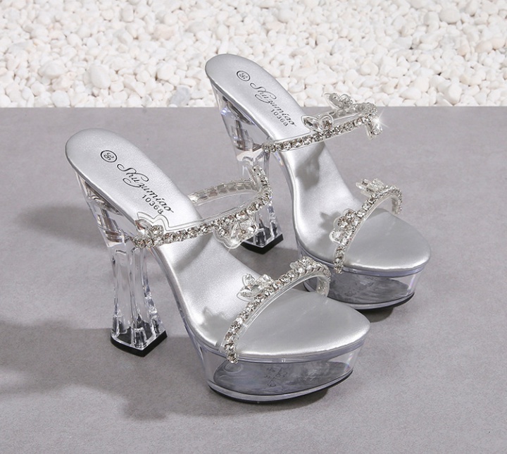 Thick shoes rhinestone high-heeled shoes for women