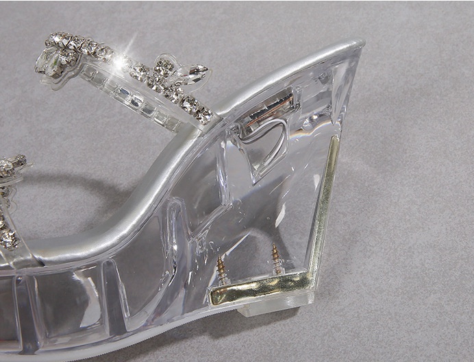 Crystal thick shoes rhinestone high-heeled shoes