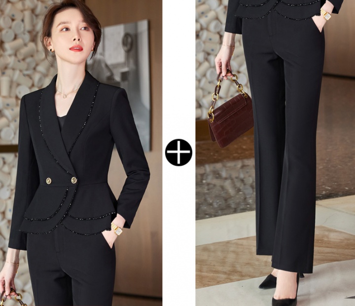 Commuting overalls pants black business suit a set for women