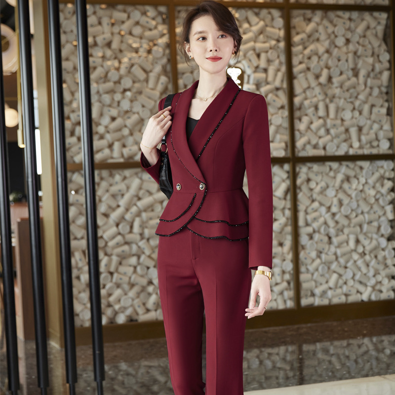 Commuting overalls pants black business suit a set for women
