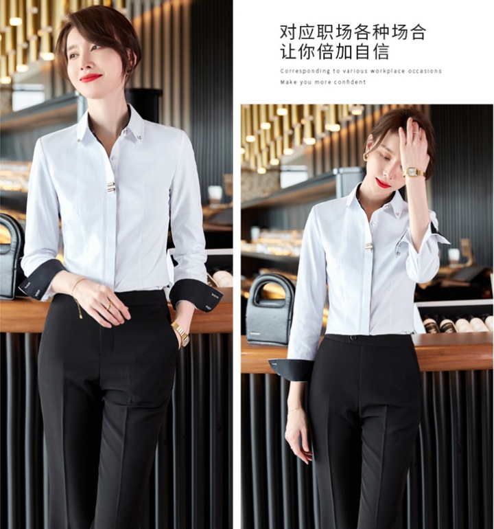 Slim autumn shirt long sleeve profession tops for women