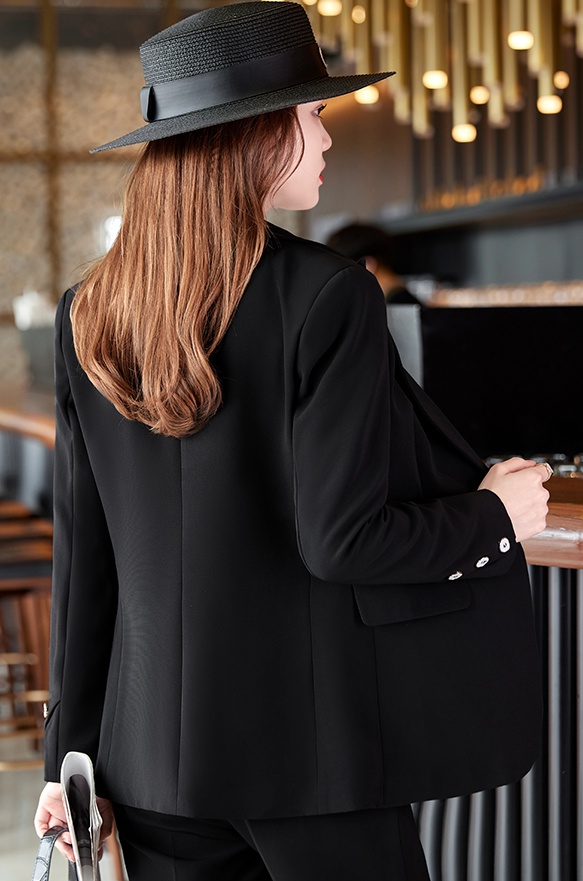 Temperament autumn coat black business suit a set for women