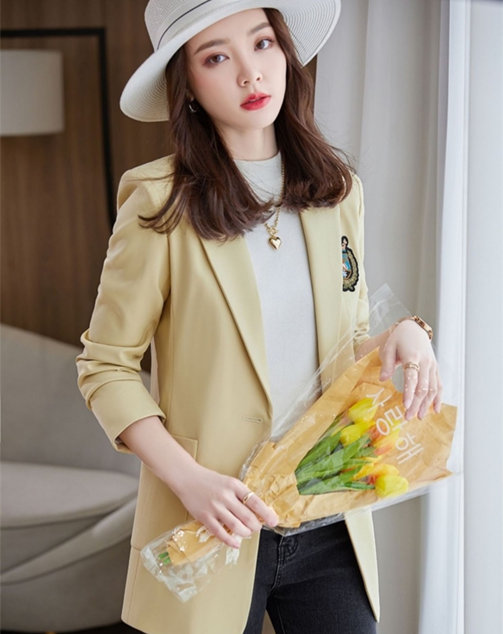 Temperament long business suit spring Korean style tops