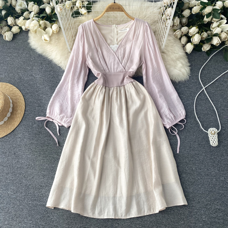France style pinched waist dress for women