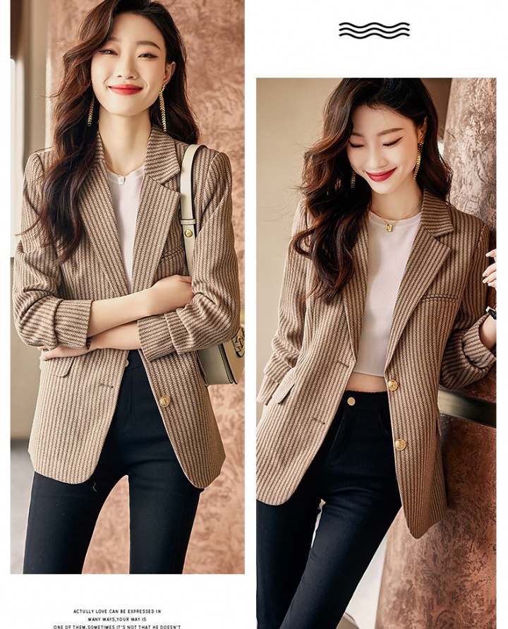 Autumn stripe business suit gray coat for women