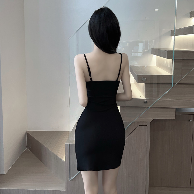 Slim package hip sexy hollow nightclub black dress for women