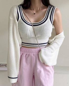 Sling knitted vest short cardigan 2pcs set for women
