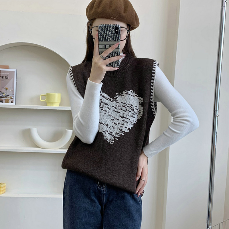 Autumn and winter waistcoat heart sweater for women