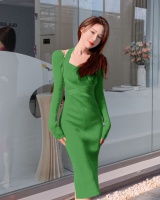 Knitted long sleeve slim autumn and winter dress