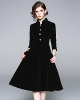 Elegant big skirt slim fashion retro velvet dress