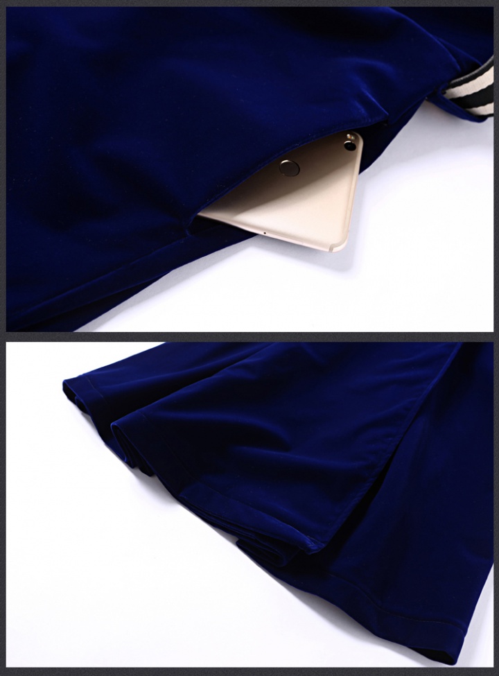Velvet with belt business suit lapel windbreaker for women