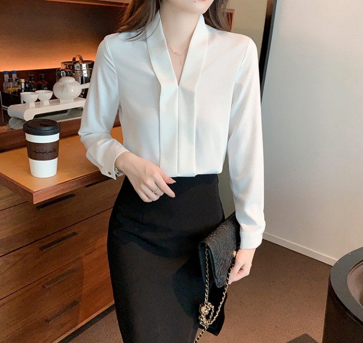 White slim tops loose temperament shirt for women