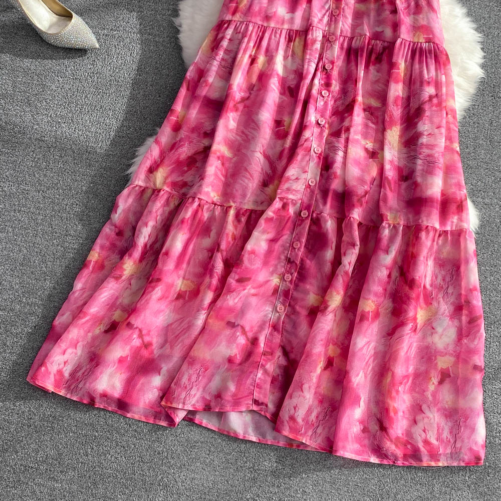 Floral vacation long dress ladies strap dress for women