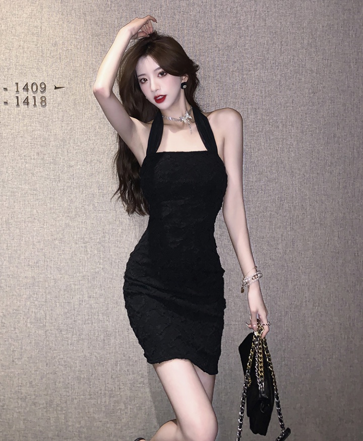 Lace slim formal dress package hip halter dress for women