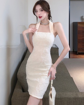 Lace slim formal dress package hip halter dress for women