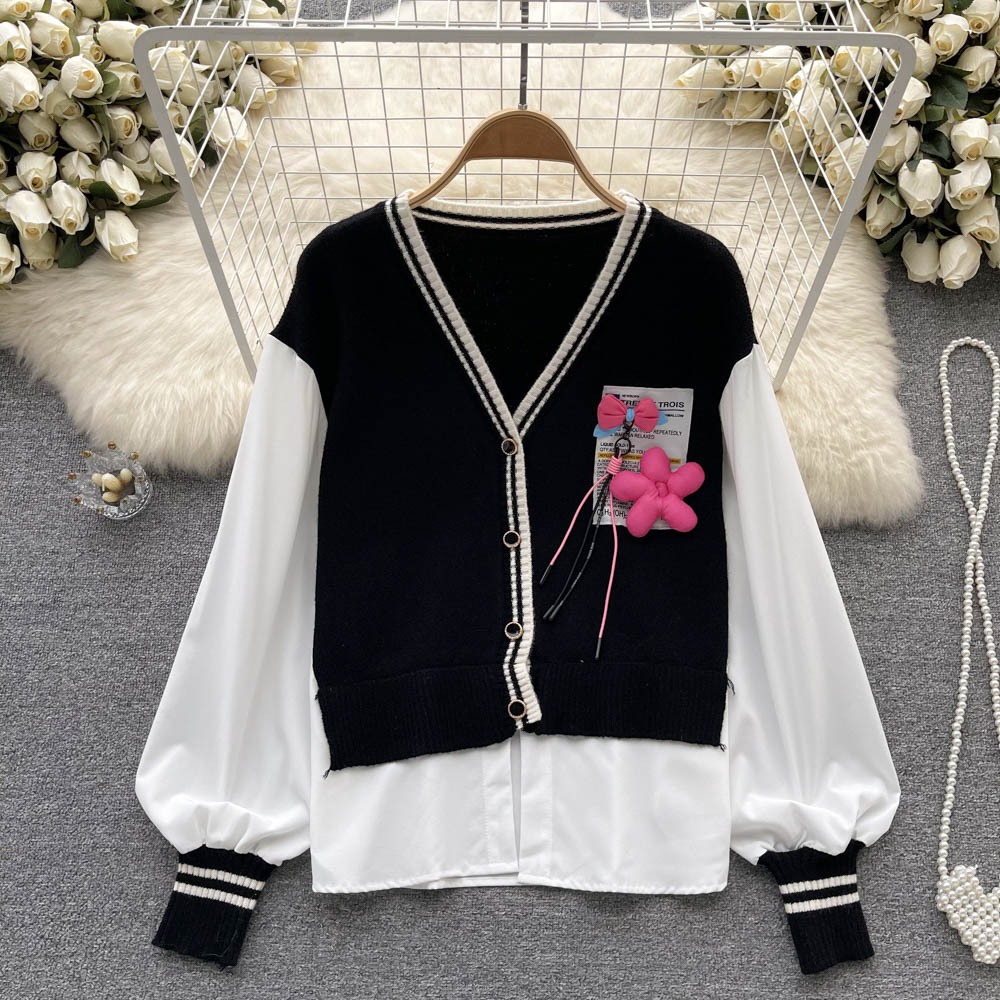 Korean style autumn tops knitted cardigan for women