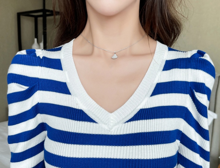 Long sleeve knitted package hip Korean style V-neck dress