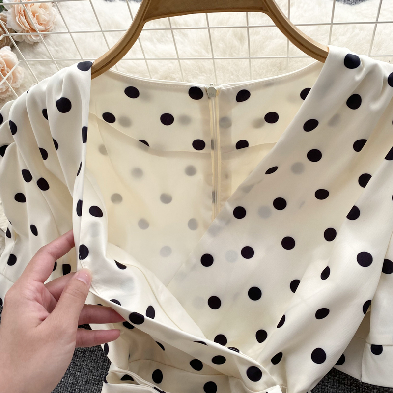 France style vacation polka dot package hip summer dress for women