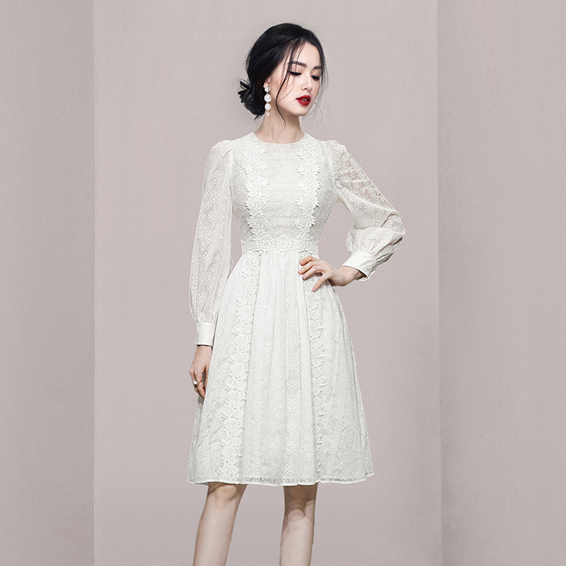 Round neck France style lace summer dress