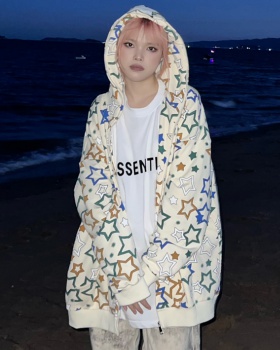 Autumn star twill hooded cotton printing hoodie