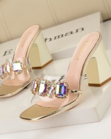 Metal sexy European style transparent slippers for women