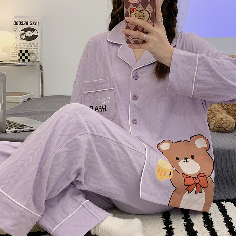 Sweet long pants homewear pajamas 2pcs set for women