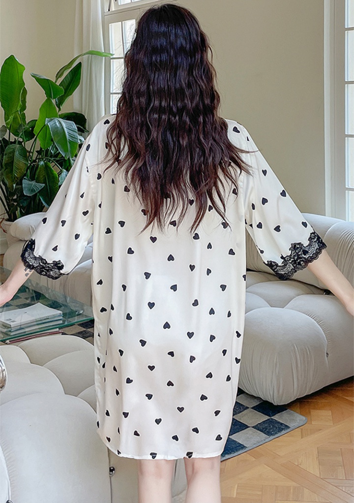 Loose V-neck pajamas summer long dress for women