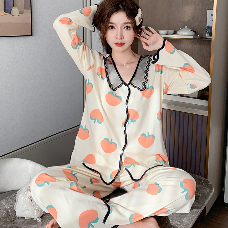 Sweet loose cardigan wears outside pajamas 2pcs set for women
