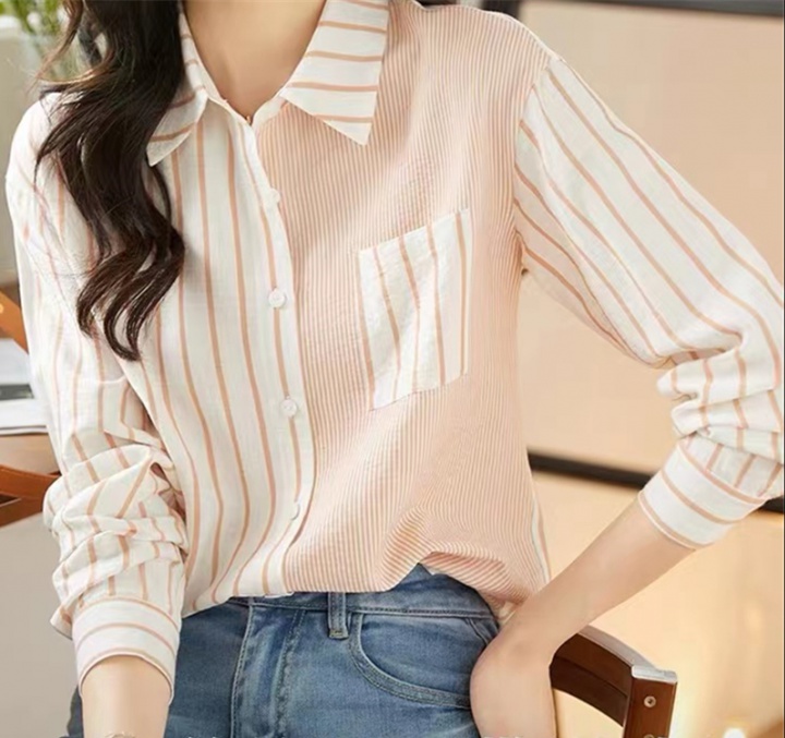 Unique stripe mixed colors shirt for women