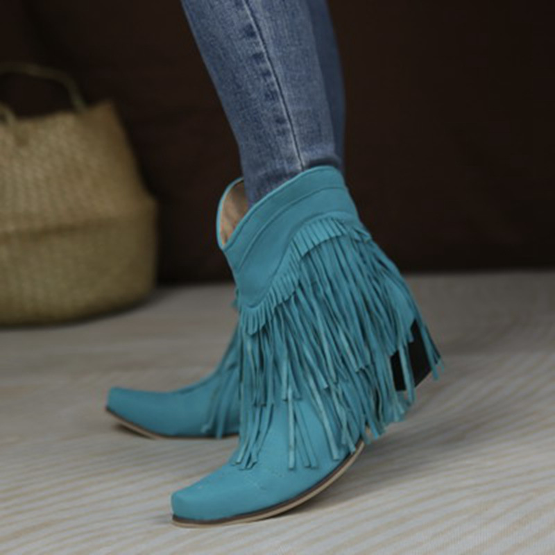 Thick European style shoes Casual tassels short boots