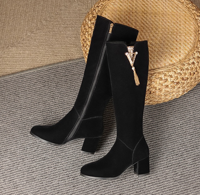 High-heeled women's boots velvet boots