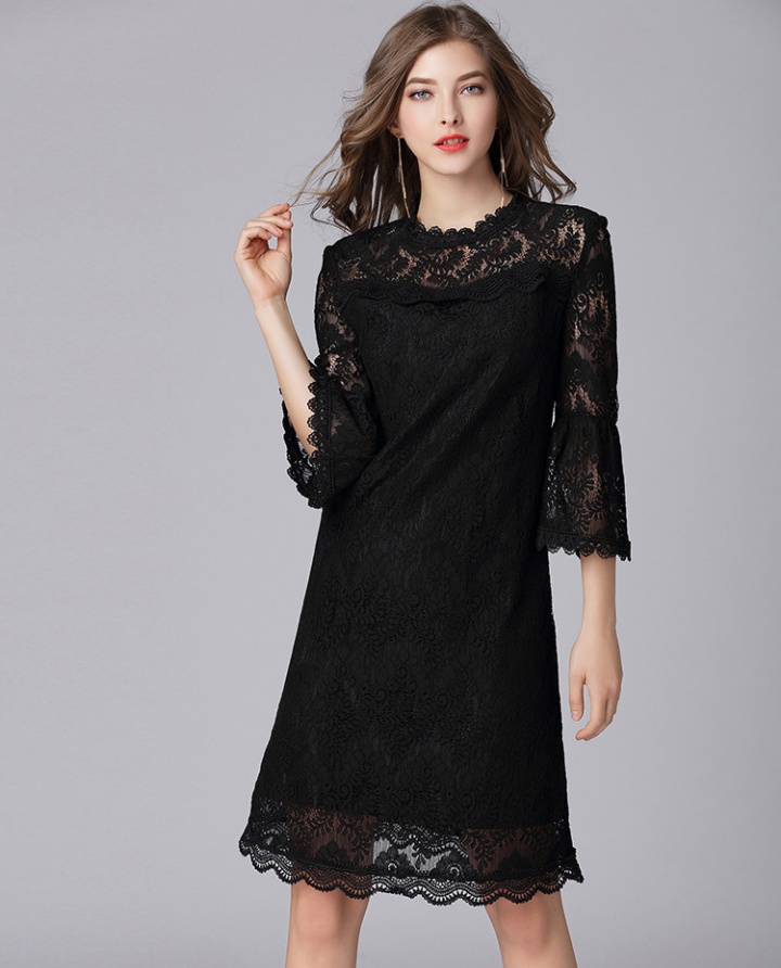 Spring and autumn trumpet sleeves loose middle-aged dress