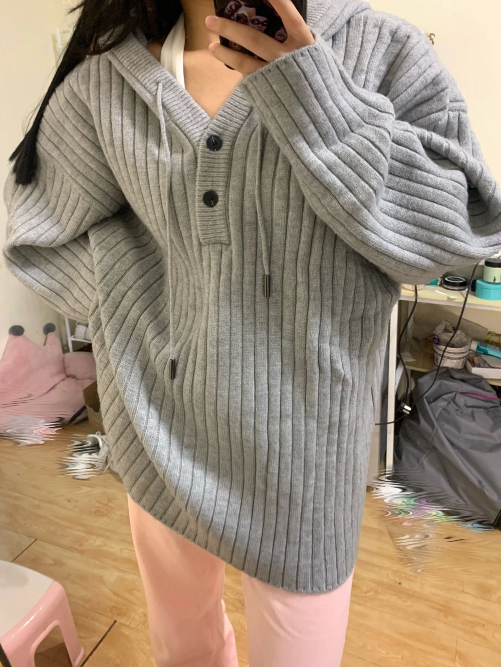 Hooded autumn cashmere sweater for women