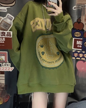 Pullover autumn Korean style hoodie green retro coat