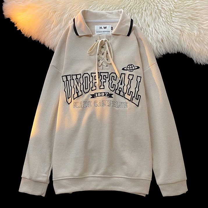 Embroidery cotton letters thin hoodie for women