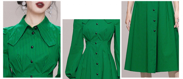 Green fashion slim shirt autumn butterfly collar dress