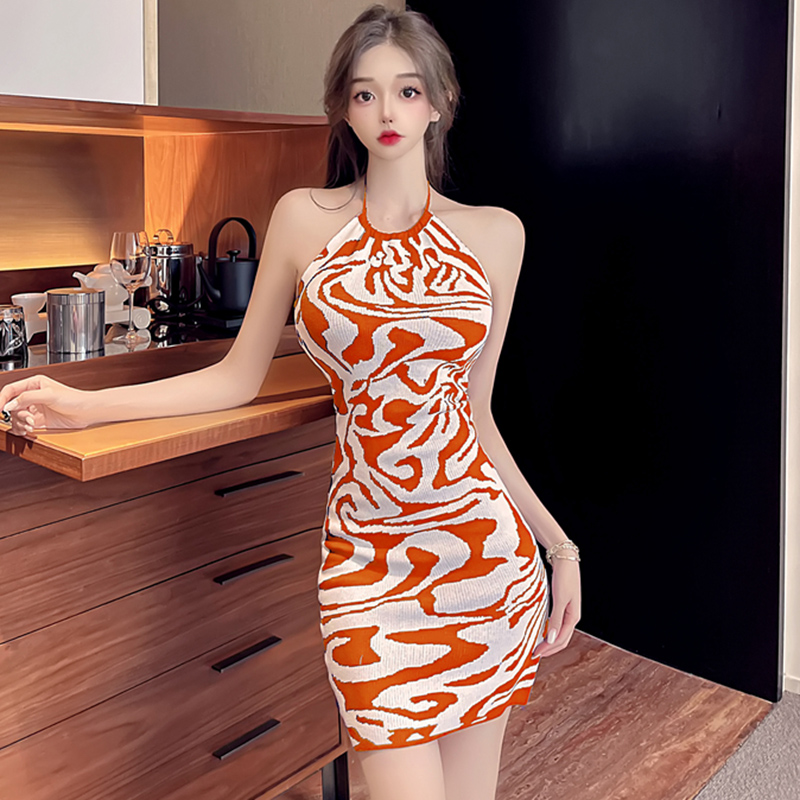 Sexy package hip short knitted elasticity dress
