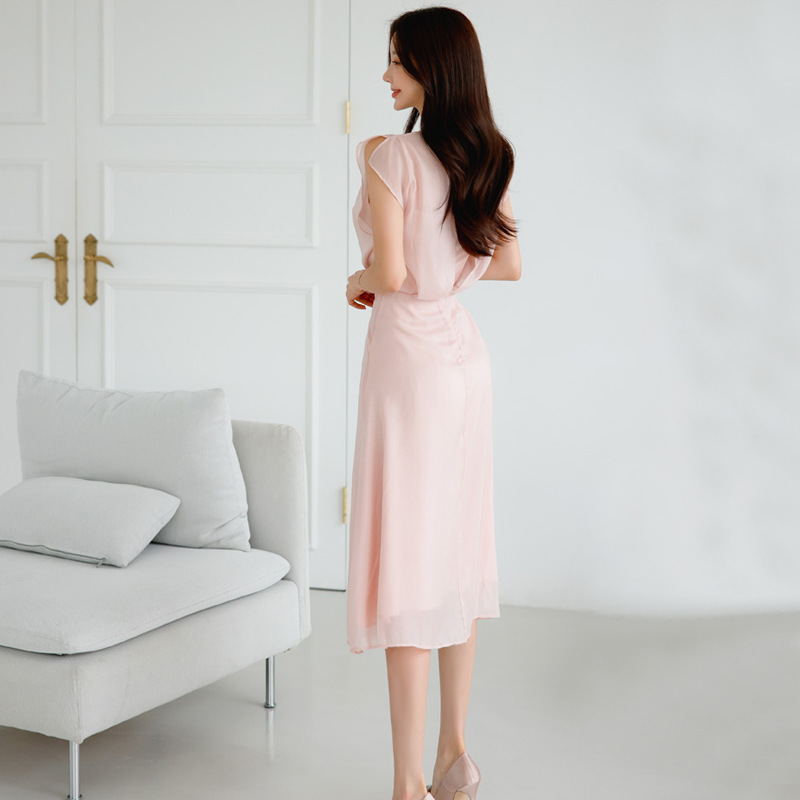 Elegant sweet pure chiffon fashion big skirt dress
