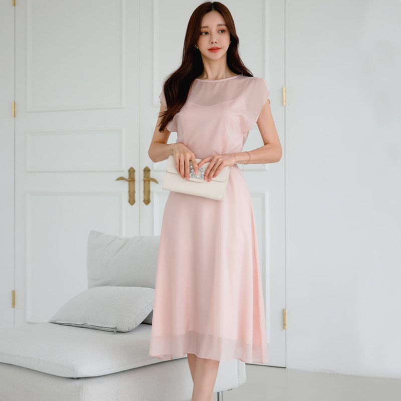 Elegant sweet pure chiffon fashion big skirt dress