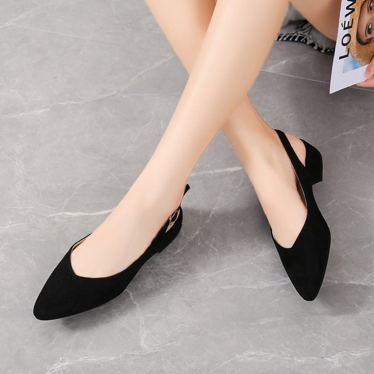 Pointed thick low summer broadcloth sandals for women
