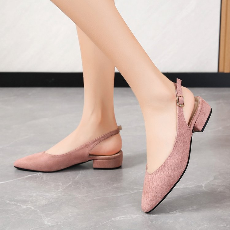 Pointed thick low summer broadcloth sandals for women
